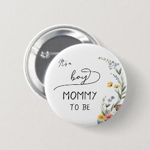 It's a Boy! Colourful Wildflower Mummy-to-be 6 Cm Round Badge