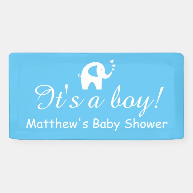 It's a boy custom name blue baby shower banner (Horizontal)