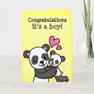 It's a boy customisable Panda Bear cuddle Card