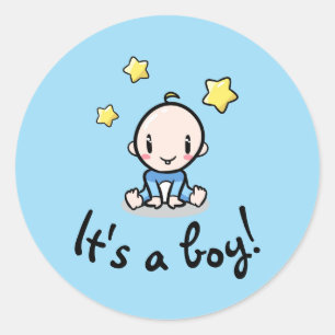 It's a boy!, cute baby boy, round sticker