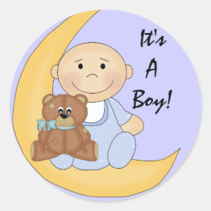 It's A Boy - Cute Baby Cartoon Classic Round Sticker