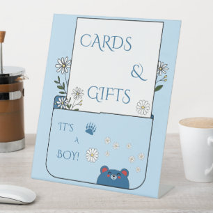 It's A Boy! Cute Bear & Daisy Flower Cards & Gifts Pedestal Sign
