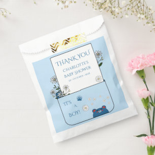 It's A Boy! Cute Bear & Daisy Flowers Baby Shower Favour Bags