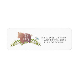 it's a boy cute bear return address label