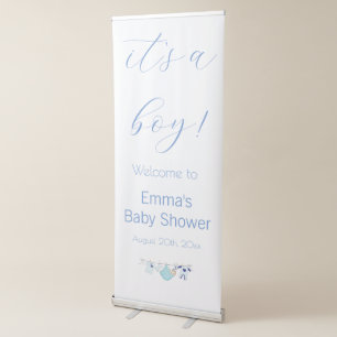 It's a Boy Cute Blue Baby Shower Reveal Welcome Retractable Banner
