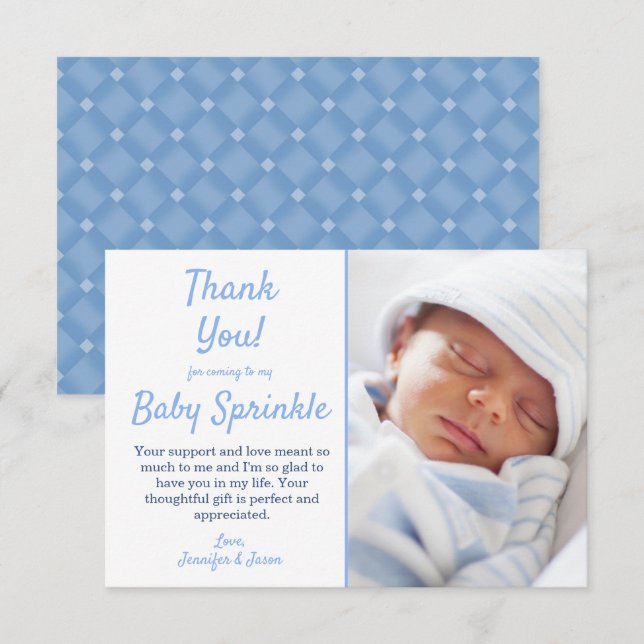 It's A Boy Cute Blue Baby Sprinkle Thank You  (Front/Back)