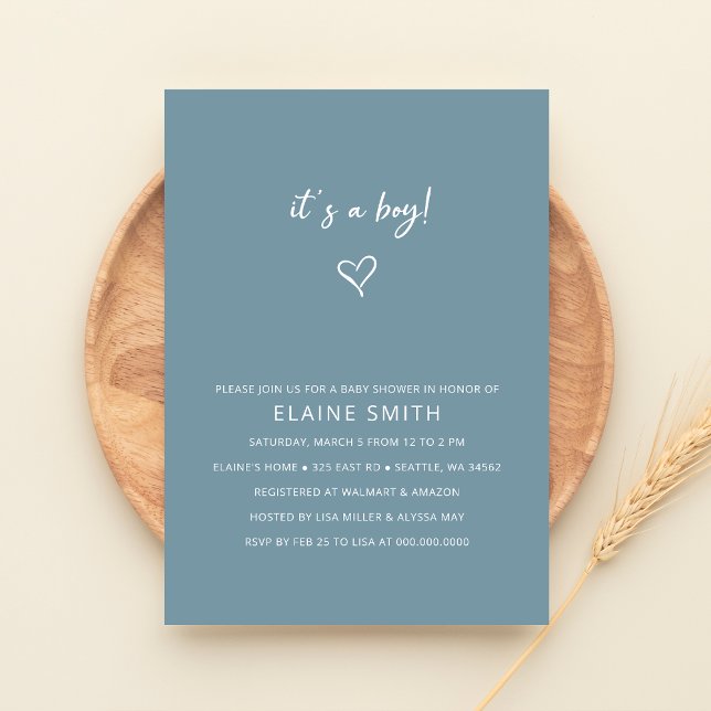 Its a Boy Cute Blue Modern Boy Baby Shower Invitation (Creator Uploaded)