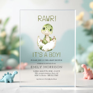 It's a Boy Cute Dinosaur Baby Boy Shower Acrylic Invitations