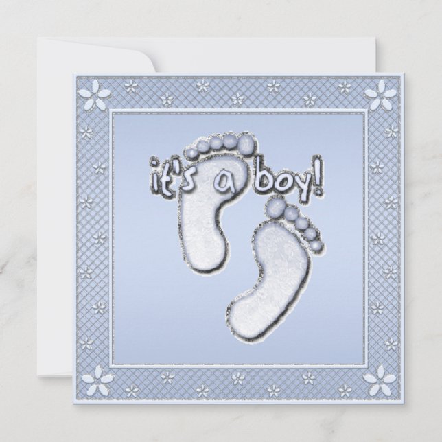 It's a Boy Cute Footprints Blue Baby Shower Invitation (Front)