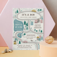 It's a boy. Cute funny road city map baby shower