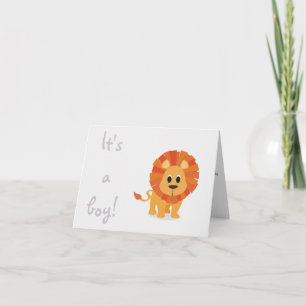 Its a boy cute lion birth card announcement