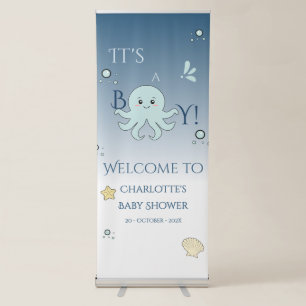 It's A Boy! Cute Ocean Animals Baby Shower Retractable Banner