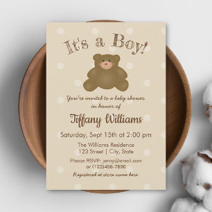 It's a Boy Cute Teddy Bear Boy Baby Shower Invite