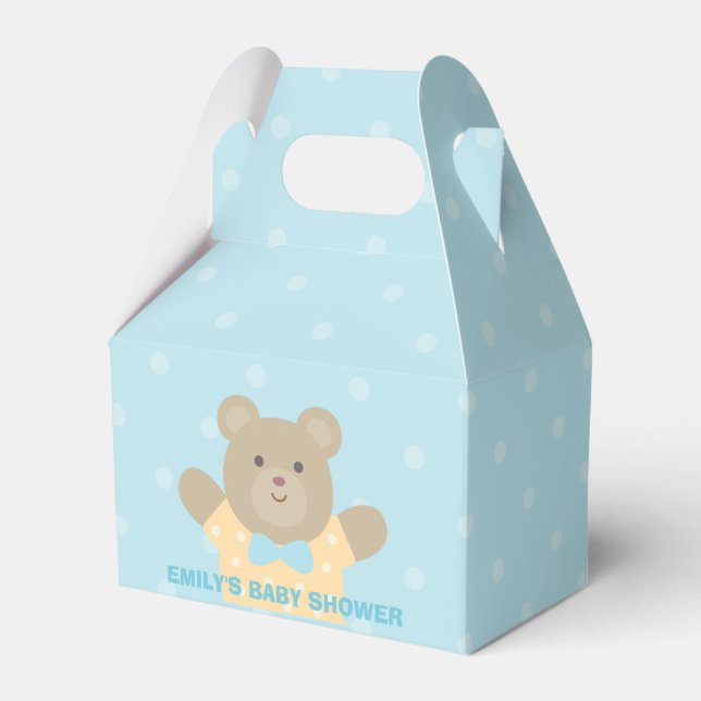 It's a Boy Cute Teddy Bear Cub Elegant Baby Shower Favour Box (Front Side)