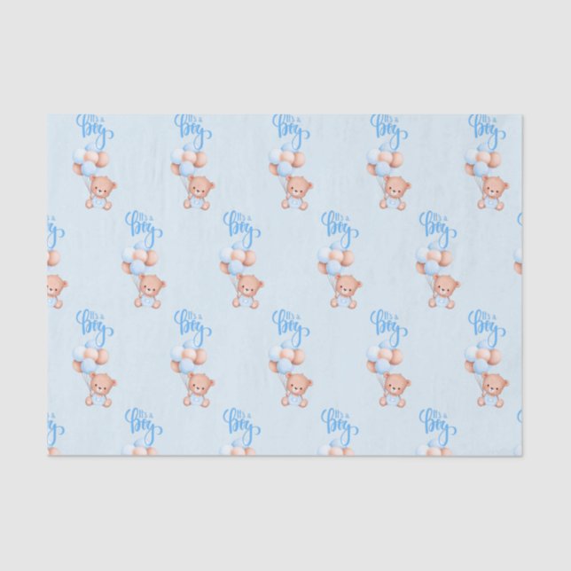 It's a Boy Cute Teddy Bear Toy with Balloons  Tissue Paper (Front)