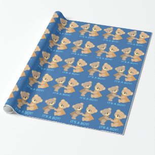 It's a Boy Cute Teddy Bears Pattern Wrapping Paper