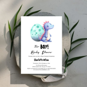 It's a Boy Cute Watercolor Dinosaur Baby Shower Invitation