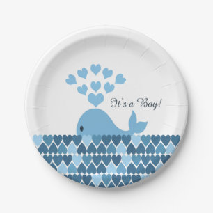 It's A Boy! Cute Whale Paper Plate