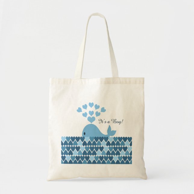 It's A Boy! Cute Whale Tote Bag (Front)