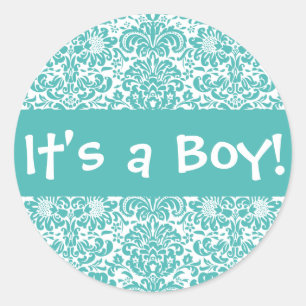 It's a Boy! Damask Envelope Sticker Seal