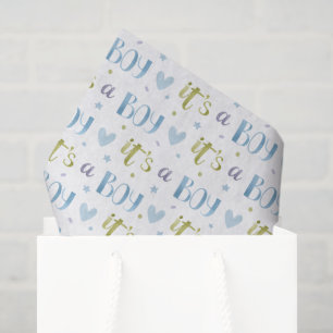 It's a Boy Decoupage Paper, Blue Baby Shower Tissue Paper