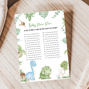 Its A Boy Dinosaur Baby Shower Baby Name Race Game