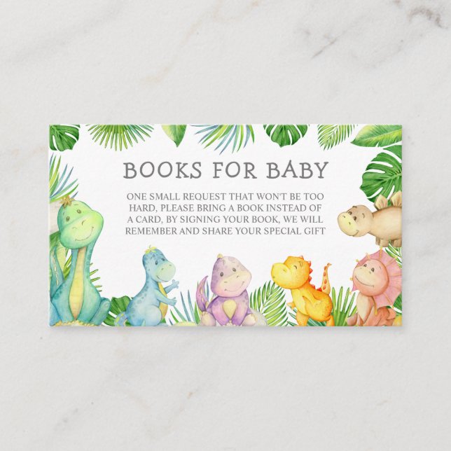 It's a Boy Dinosaur Baby Shower Book Request Place Card (Front)