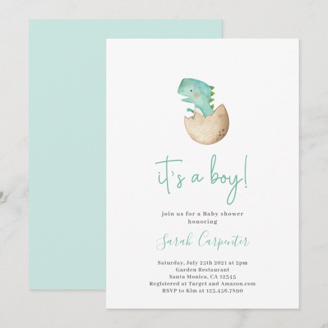 It's a Boy dinosaur baby shower boy Invitation (Front/Back)