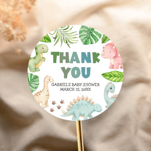 It's a Boy Dinosaur Baby Shower  Classic Round Sticker