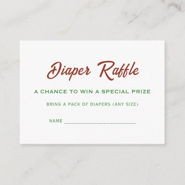 Its A Boy Dinosaur Baby Shower Diaper Raffle Name Enclosure Card (Front)