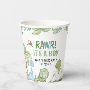 It's A Boy Dinosaur Baby Shower Paper Cups
