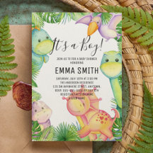It's a Boy Dinosaur Baby Shower Party Invitation