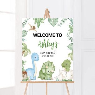 It's A Boy Dinosaur Baby Shower Welcome Poster