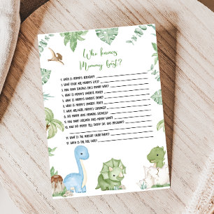 Its A Boy Dinosaur Shower Who knows Mommy Game