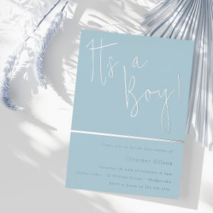 Its a Boy! Dusty Blue & Silver Baby Shower Silver