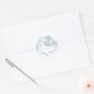 It's a boy elephant baby boy shower blue classic round sticker