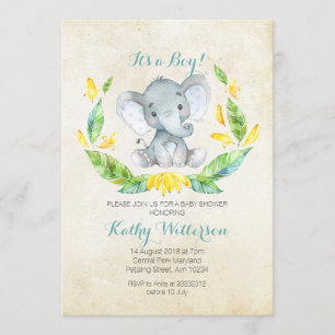 It's a boy elephant baby shower invitation