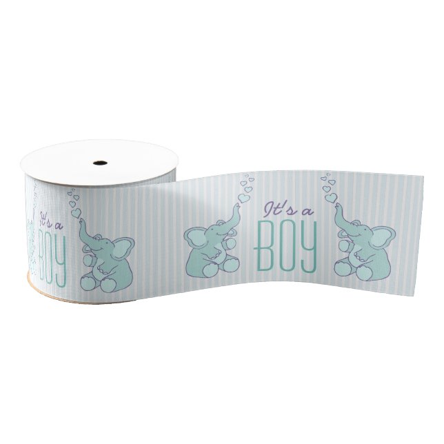 Its a boy elephant blowing heart bubbles ribbon grosgrain ribbon (Spool)