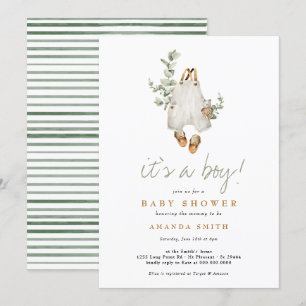 It's a Boy Eucalyptus Boho Minimalist Baby Shower Invitation