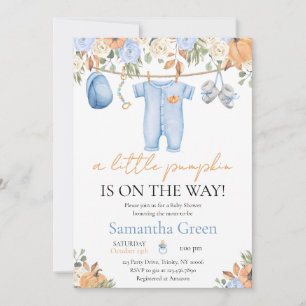 It's a Boy Fall Clothes Little Pumpkin Baby Shower Invitation