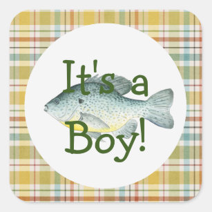 It's a Boy Fishing Baby Shower Sticker
