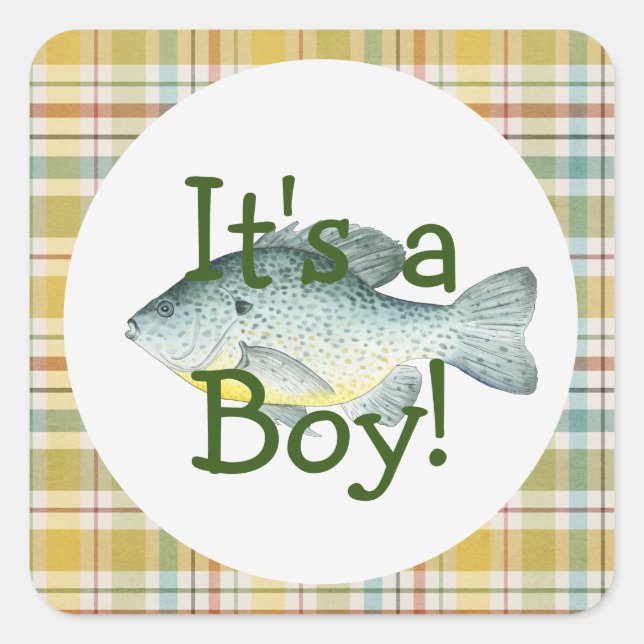 It's a Boy Fishing Baby Shower Sticker (Front)