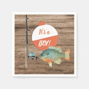 Its a Boy Fishing Theme Baby Shower Napkin