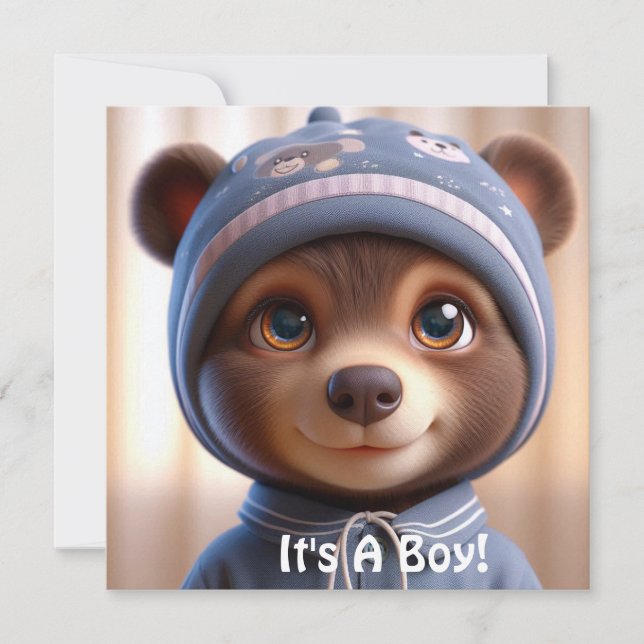 It's A Boy!  Flat Announcement Card (Front)