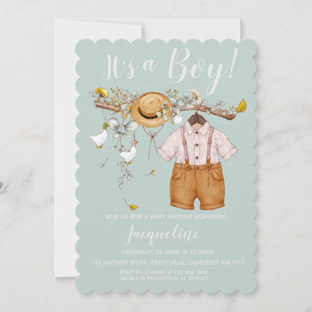It's a Boy Floral Baby Shower Invitation (Front)