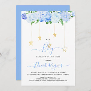 It's a Boy floral baby shower party save the date