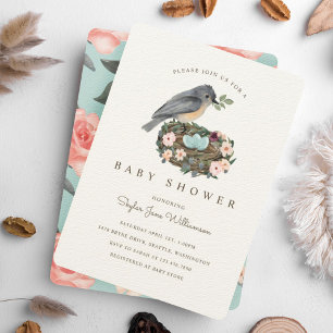 It's A Boy Floral Bird's Nest Baby Shower Invitation