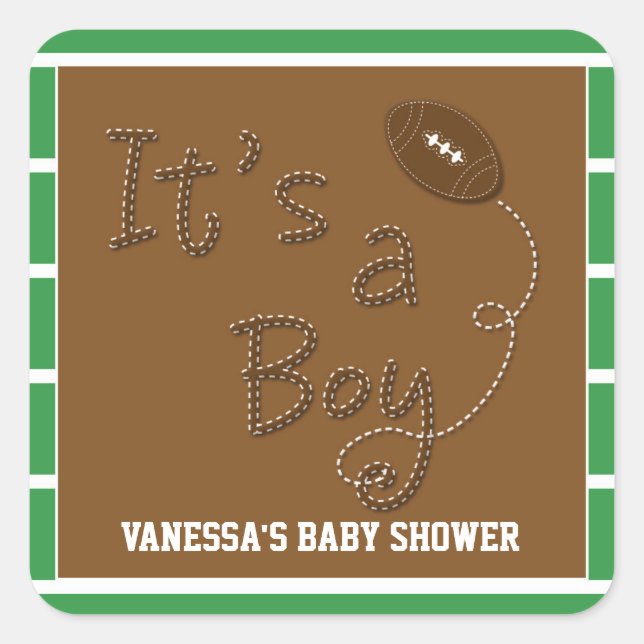 IT'S A BOY Football Baby Shower Party Sticker (Front)