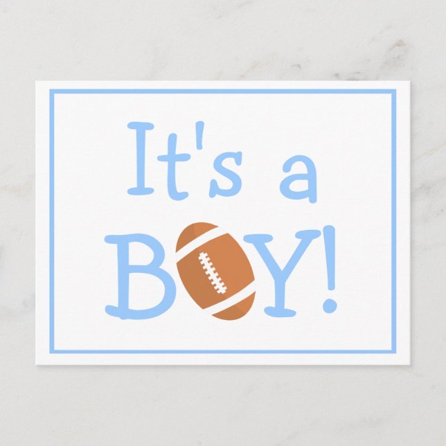 Its A Boy Football Theme Birth Announcement Postcard (Front)