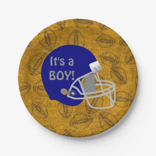 It's a Boy Football themed Baby Shower Paper Plate
